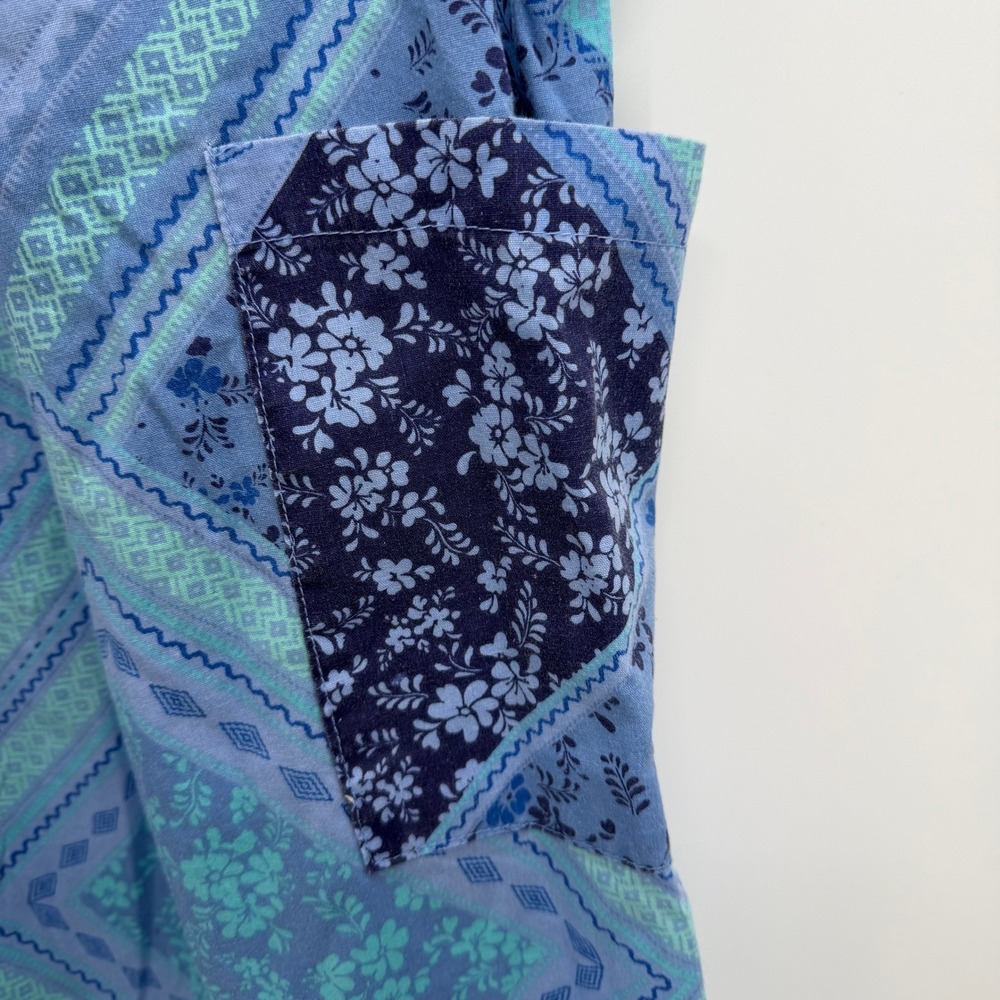Only Necessities Floral Patchwork House Dress Size 4X Blue Sleeveless Muumuu - Picture 2 of 10